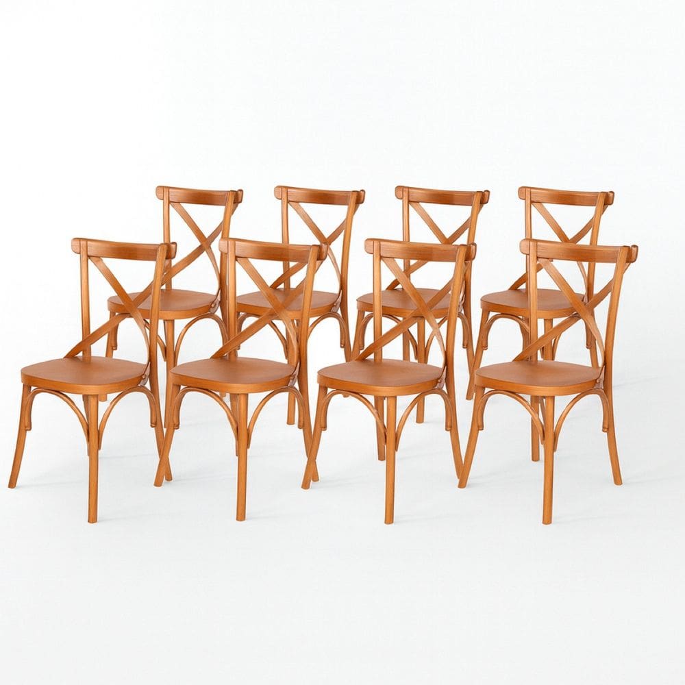 Kit 8 Cadeiras Madeira Sala de Estar Gourmet Katrina Paris Amendoa
