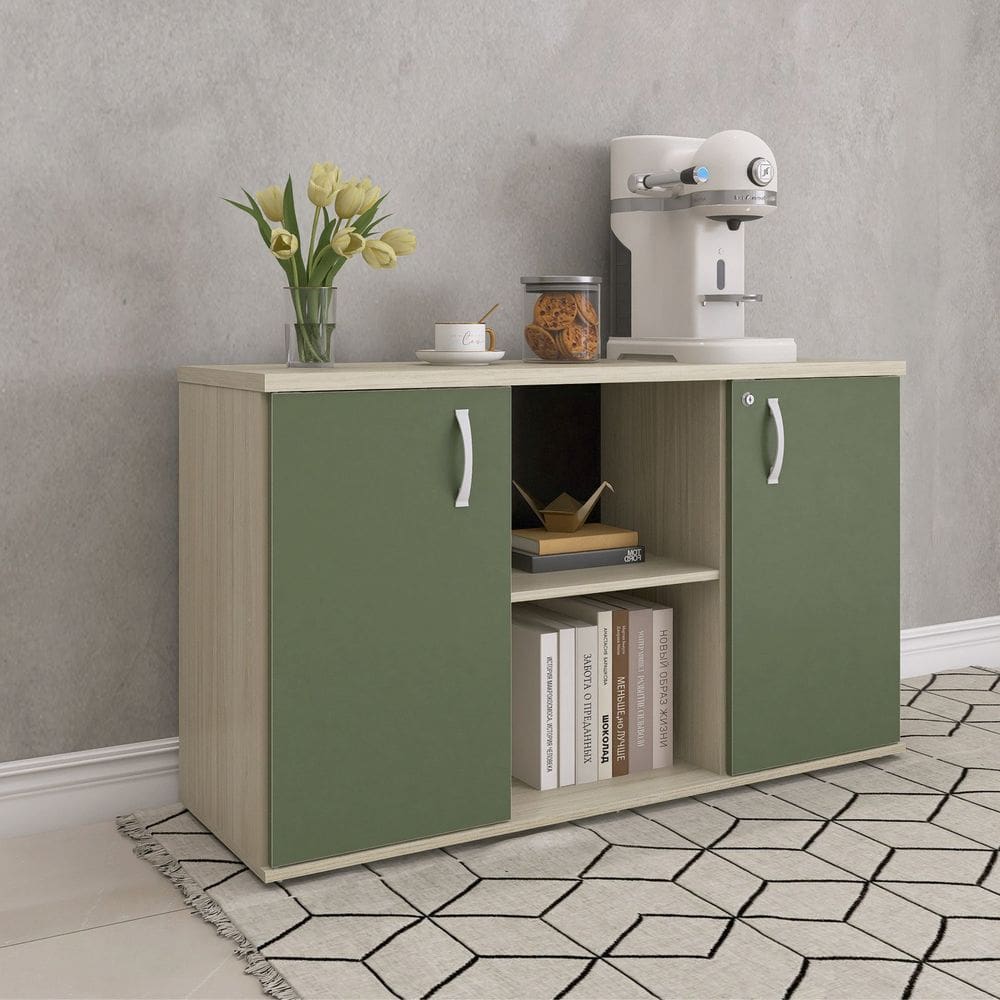Armário Credenza 2 Portas Pivotante P25 Walnut/Salvia