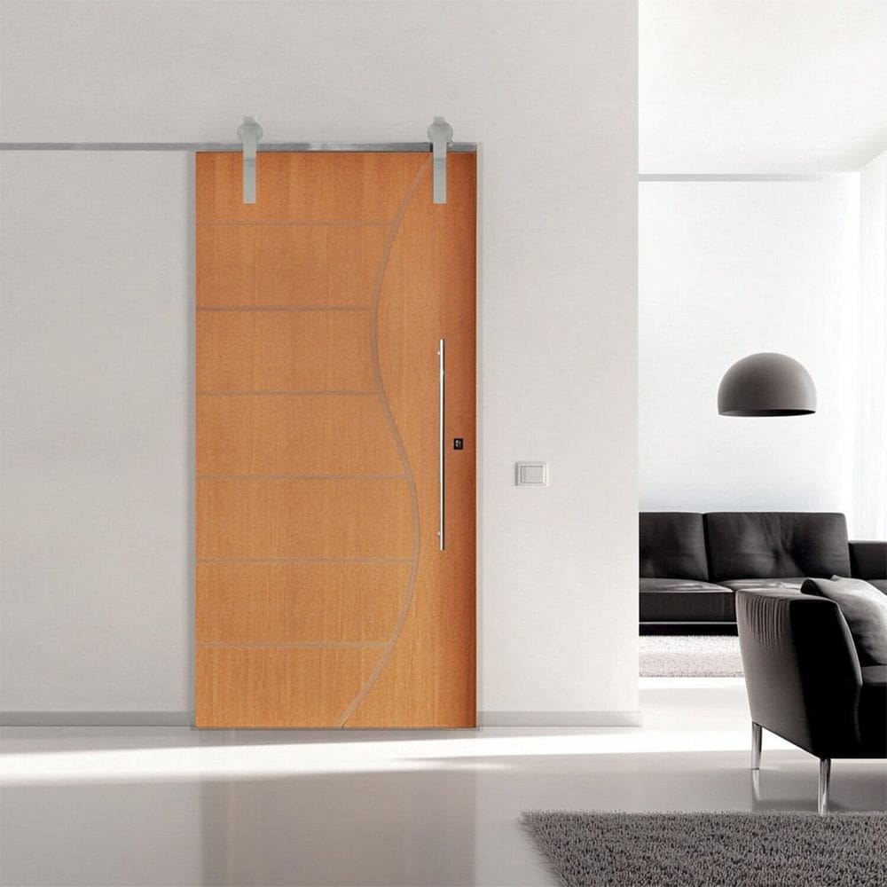 Porta Correr 12 Trilho Soft Aparente Puxador Tubo 80cm 102cm X 210cm Esquerdo Belissima Rodam