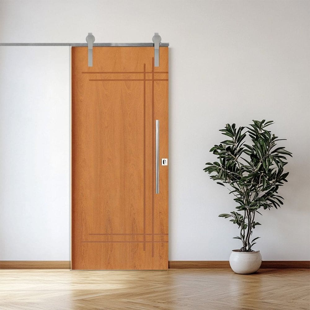 Porta Correr 9 Trilhos Soft Aparente Puxador Tubo 60cm 72x210cm Esquerdo Belíssima Rodam