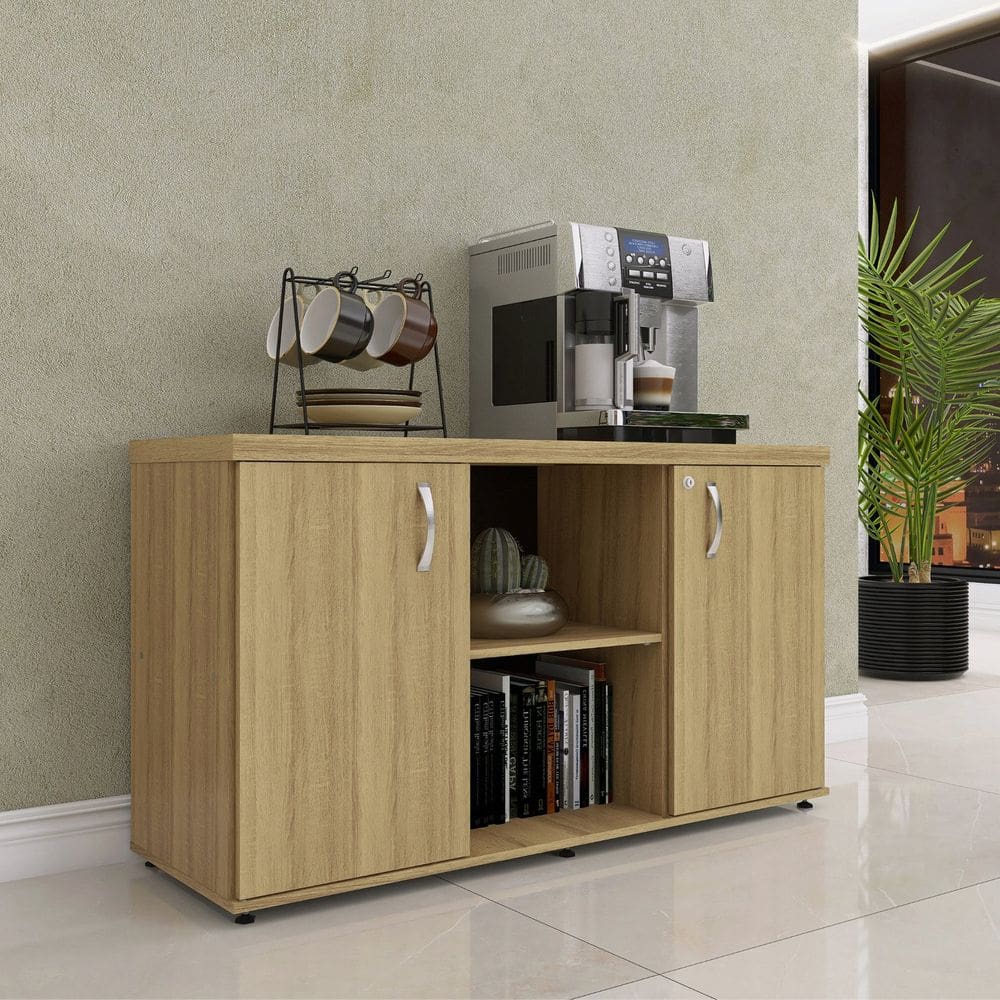 Armário Baixo com Nicho 2 Portas Pivotante Credenza Samba