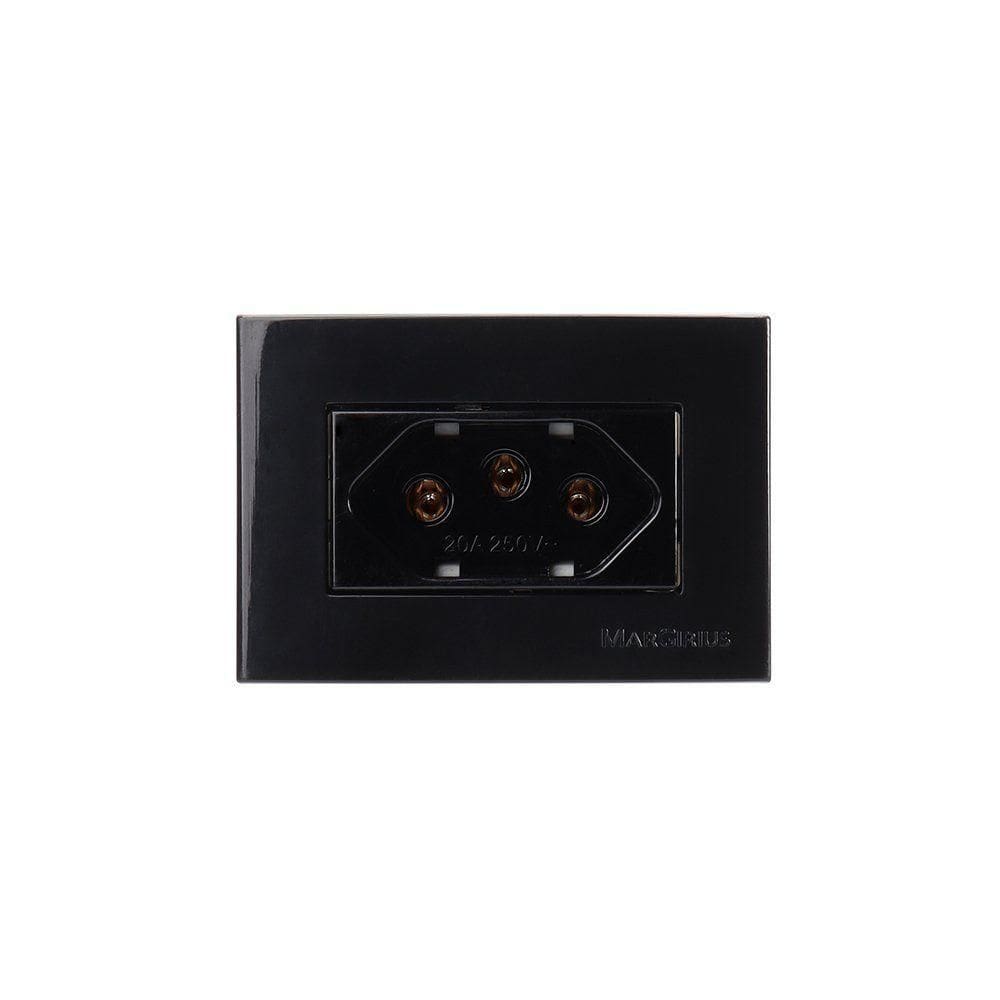 Placa Para Móveis 65x45 Com Tomada Margirius Sleek 2p+t 20a Preto Ebony