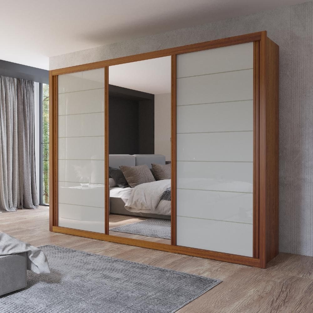 Guarda Roupa Casal Maia com Espelho 3 Portas 6 Gavetas Bom Pastor