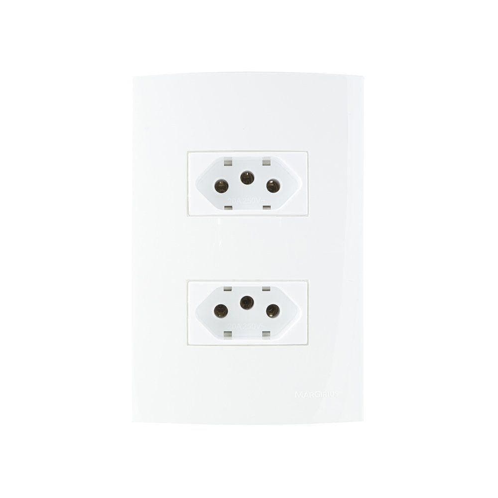Tomada Dupla Margirius Sleek 2p+t 20a Com Placa 4x2 Branca