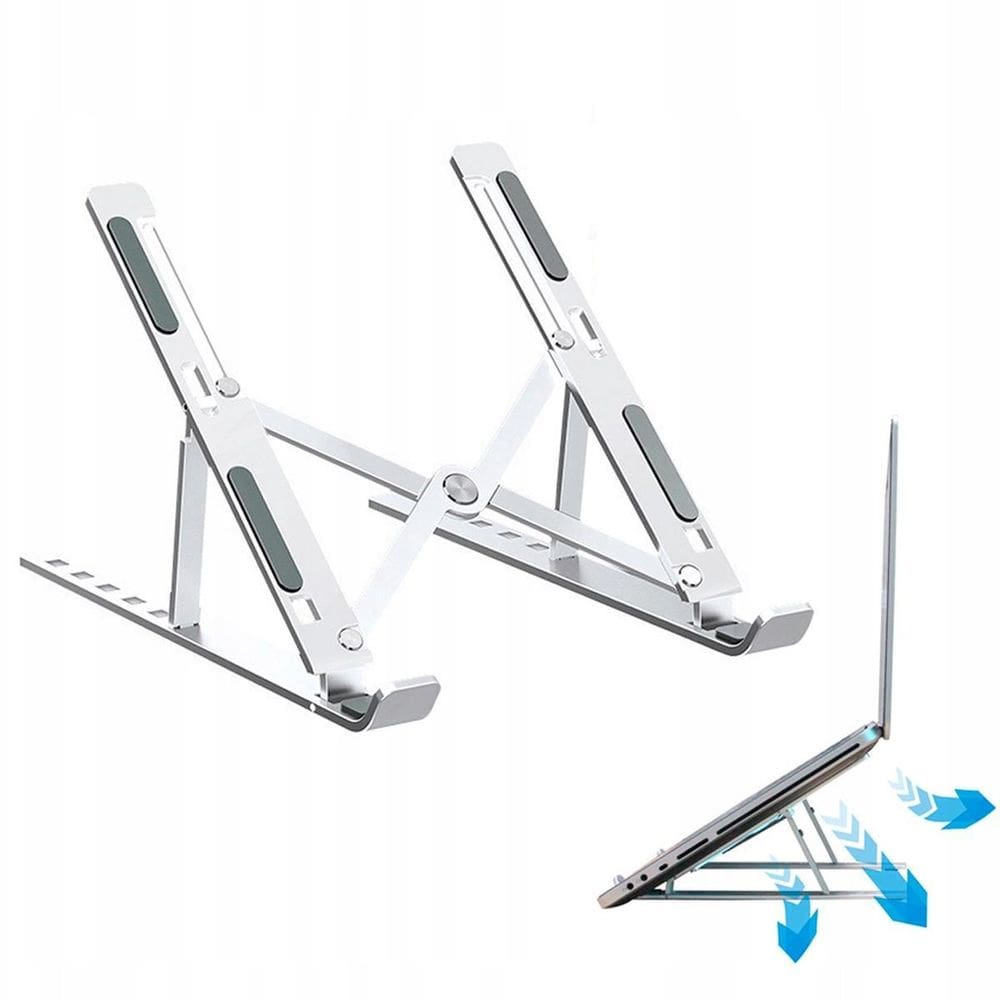 Base Portátil Para Notebook Articulada Prateada E Ajustável