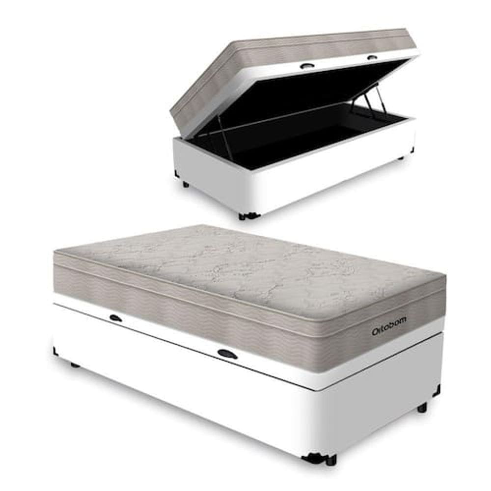 Cama Box Baú Solteiro + Colchão Molas Ensacadas - AirTech Spring (88x188x72) - Ortobom