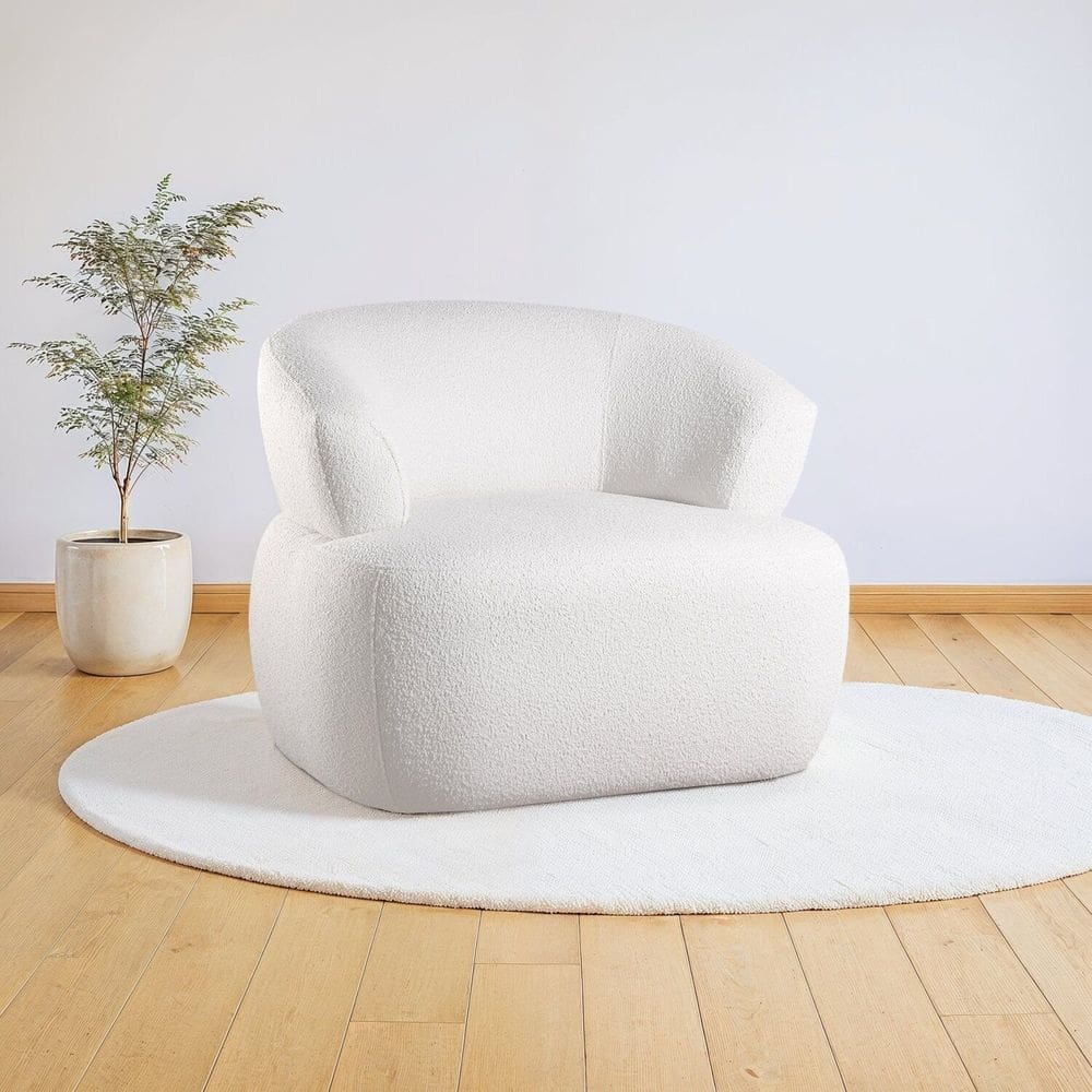 Poltrona Orgânica Base Giratória e Estofada Zoe Espresso Móveis Off White