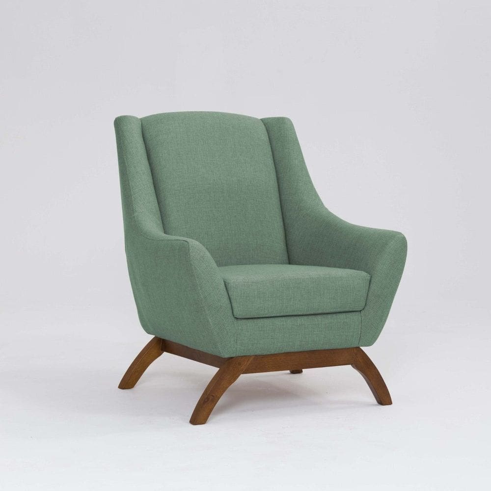 Poltrona para Sala de Estar Base em Madeira Juliet Mescla Verde Alvia