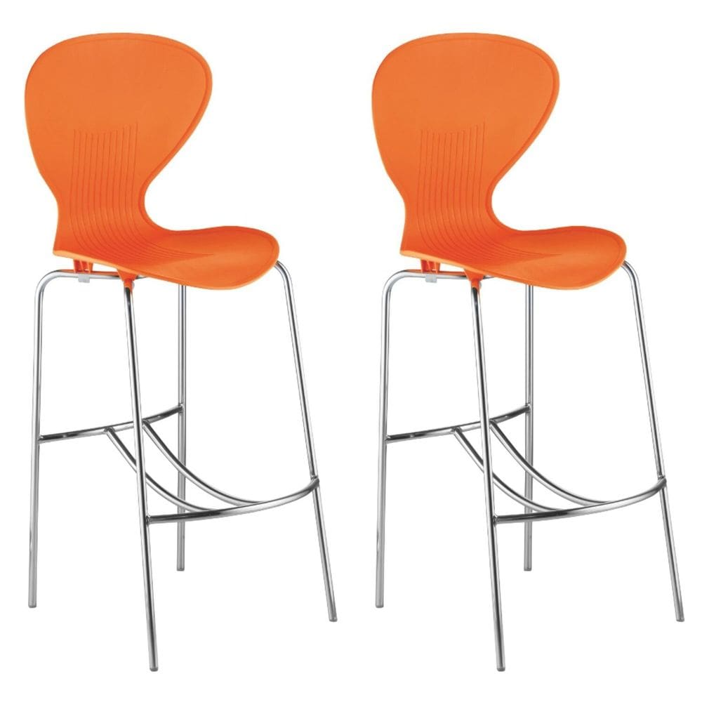 Conjunto 2 Banquetas Alta com Encosto Flash Laranja