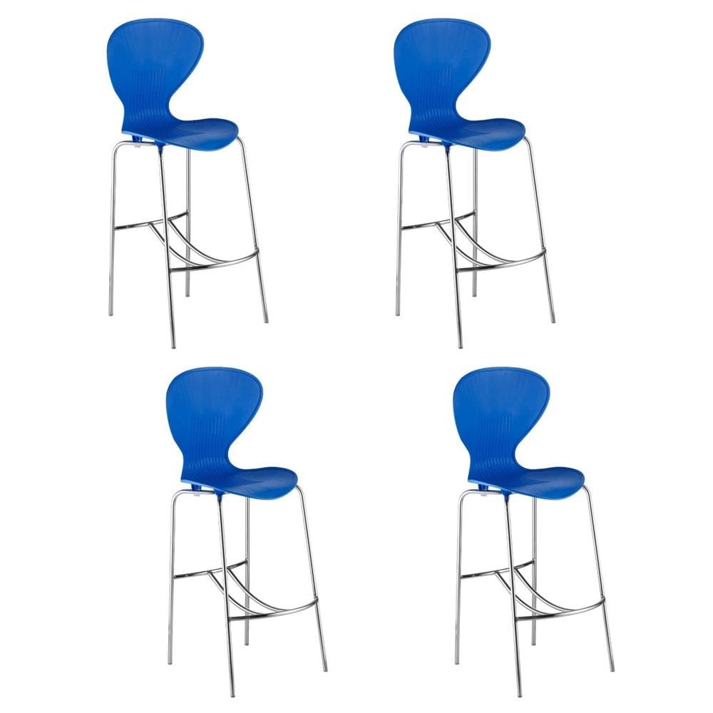 Conjunto 4 Banquetas Alta com Encosto Flash Azul