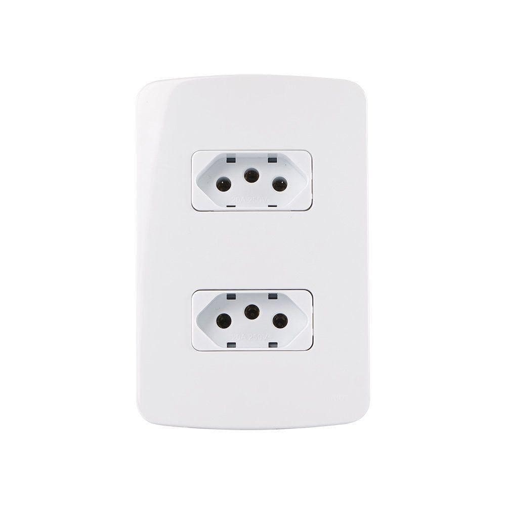Tomada Dupla Margirius B3 2p+t 20a Com Placa 4x2 Branca
