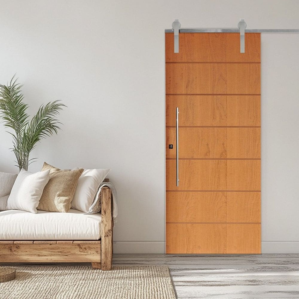 Porta Correr 2 Trilhos Soft Aparente Puxador Tubo 60cm 110x210cm Direito Belíssima Rodam