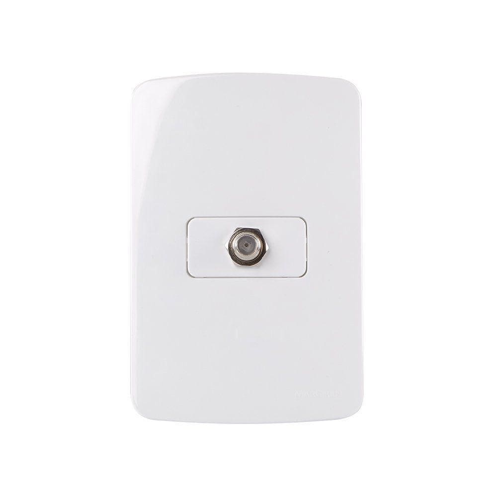 Tomada Antena De Tv Margirius B3 Para Cabo Coaxial Com Placa 4x2 Branca
