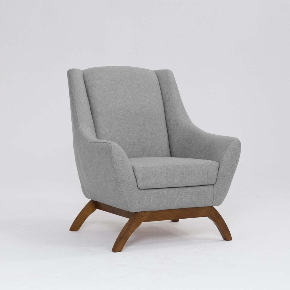 Poltrona para Sala de Estar Base em Madeira Juliet Mescla Elefante