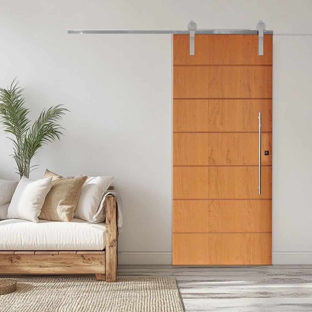 Porta Correr 2 Trilho Soft Aparente Puxador Tubo 80cm 92cm X 210cm Esquerdo Belíssima Rodam