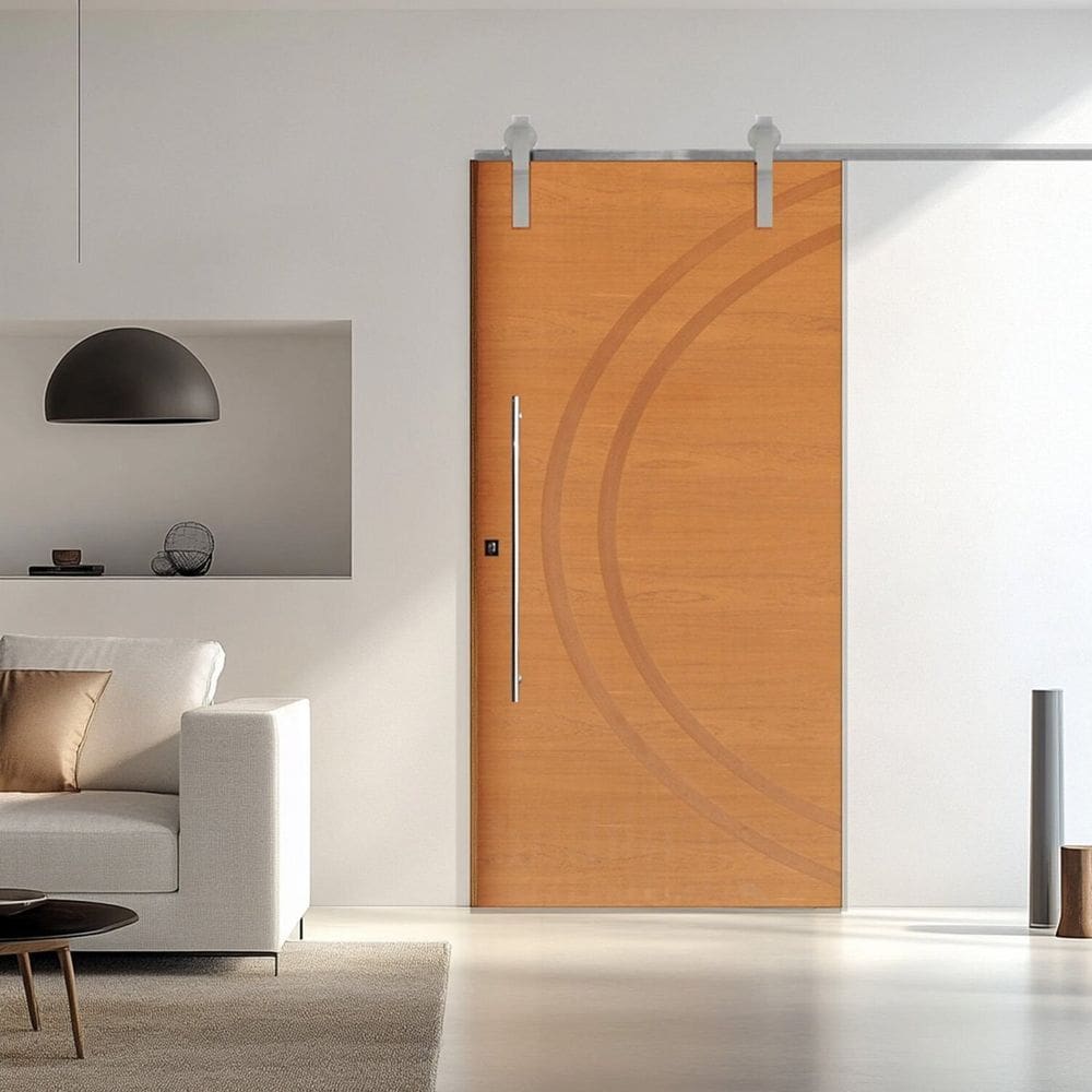 Porta Correr 11 Trilho Soft Aparente Puxador Tubo 60cm 82cm 210cm Direito Concept Rodam