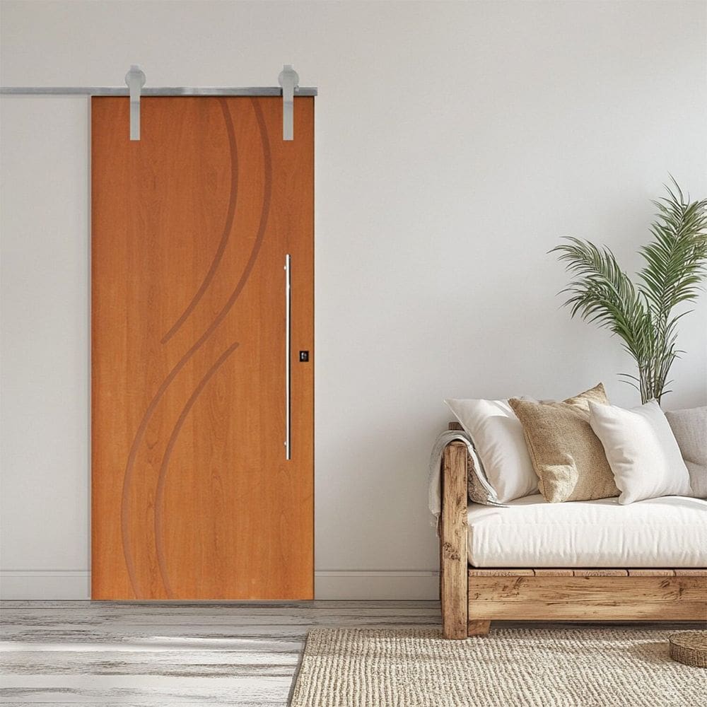 Porta Correr 9 Trilho Soft Aparente Puxador Tubo 60cm 92cm X 210cm Esquerdo Concept Rodam