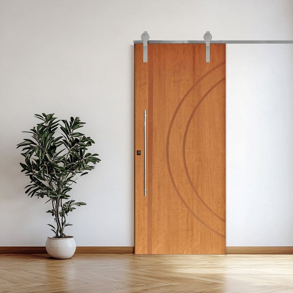 Porta Correr 10 Trilho Soft Aparente Puxador Tubo 60cm 92cm X 210cm Direito Concept Rodam