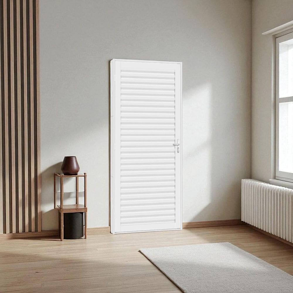 Porta Aço Laminada Ligth 215 x 81 Cm - R-120 Pintura Epox Pronta P/ Instalar - Branco