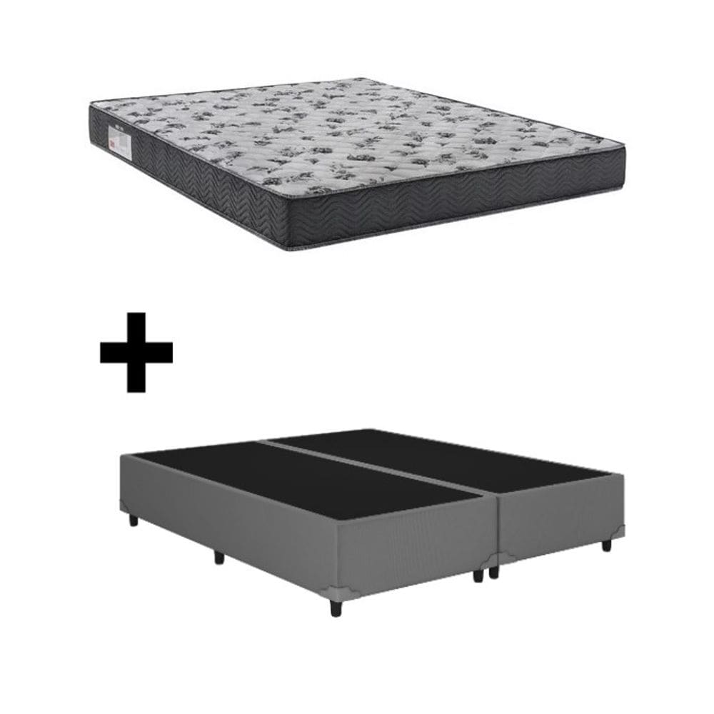 Cama Base Box Casal Bipartido Cinza Colchão ISO 100 D33 - Ortobom