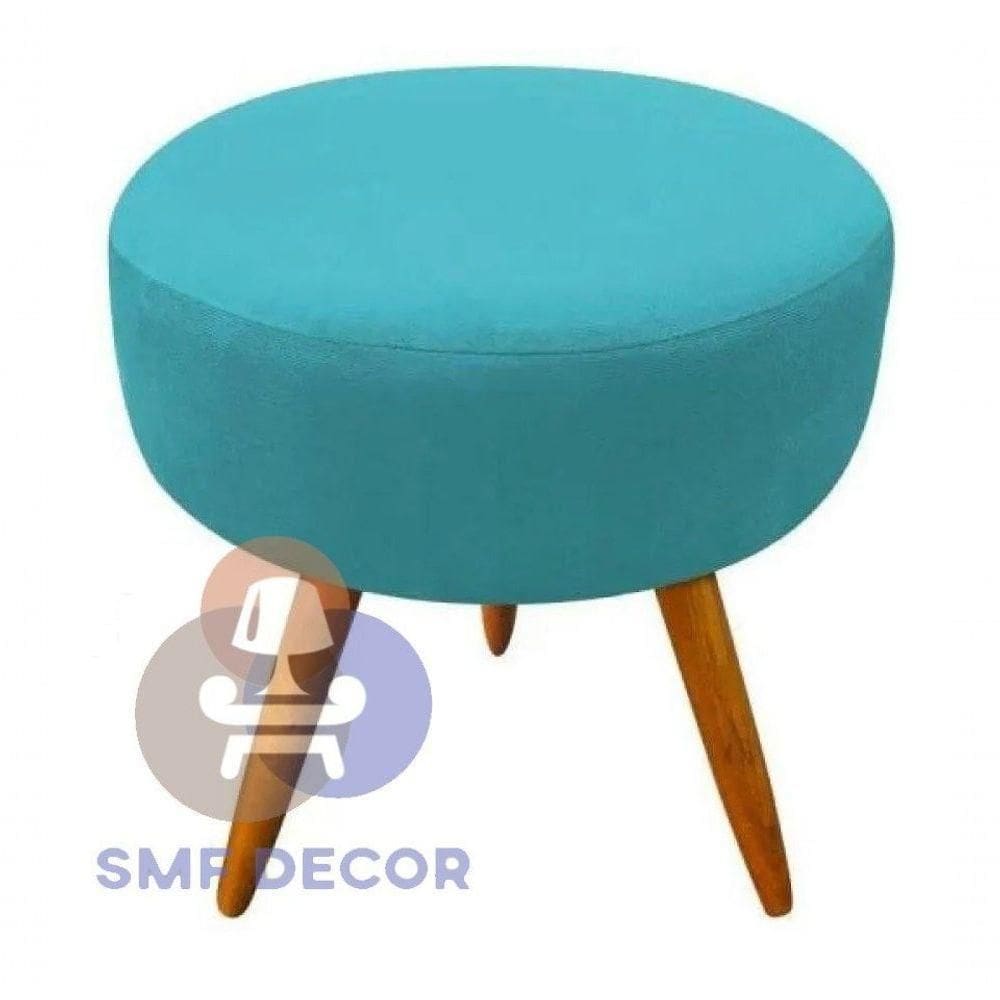 Puff Redondo Descanso Para Os Pés Com Pézinho Palito Smf Decor azul Turquesa