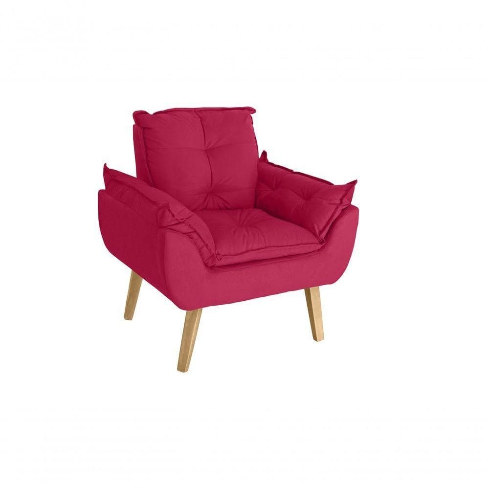 Poltrona Cadeira Glamour Com Pés Quadrado vermelho