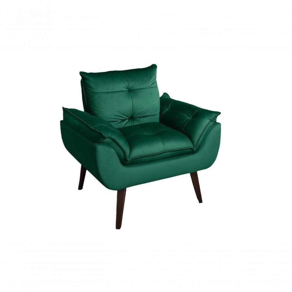 Poltrona Cadeira Glamour Com Pés Quadrado verde Veludo