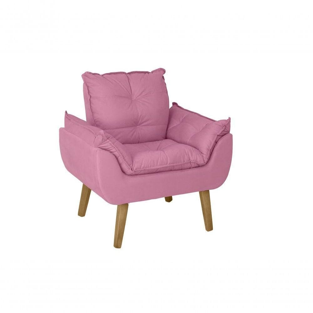Poltrona Cadeira Glamour Com Pés Quadrado rosê