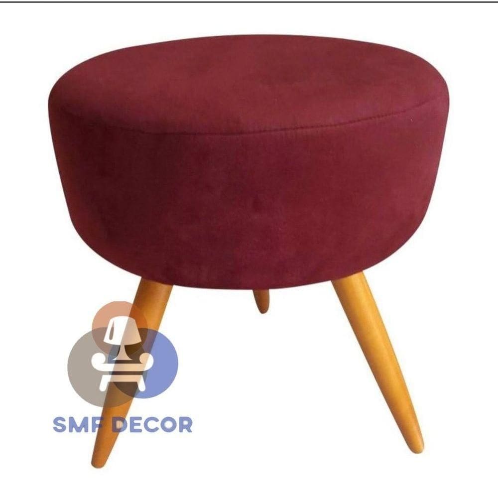Puff Redondo Descanso Para Os Pés Com Pézinho Palito Smf Decor vinho - Bordô