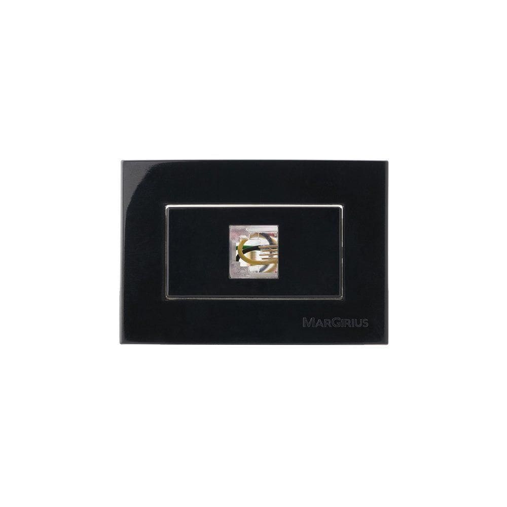 Placa Para Móveis 65x45 Com Tomada Para Telefone Margirius Sleek Rj11 4 Fios Preto Ebony