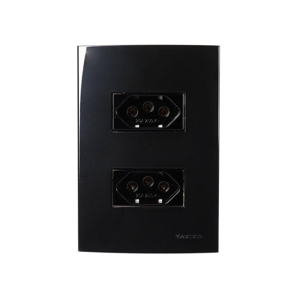 Tomada Dupla Margirius Sleek 2p+t 20a Com Placa 4x2 Preto Ebony