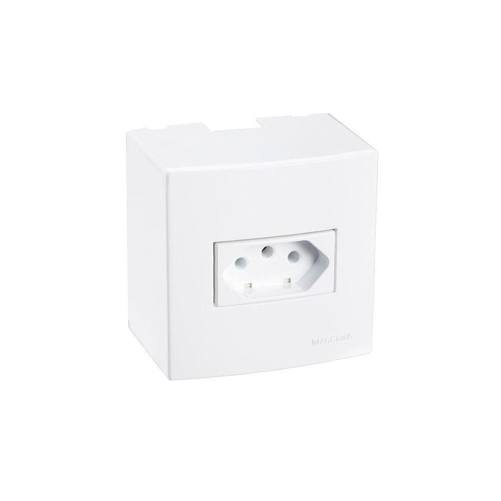 Caixa De Sobrepor 75x75 Com Tomada Margirius Sleek 2p+t 10a Branca