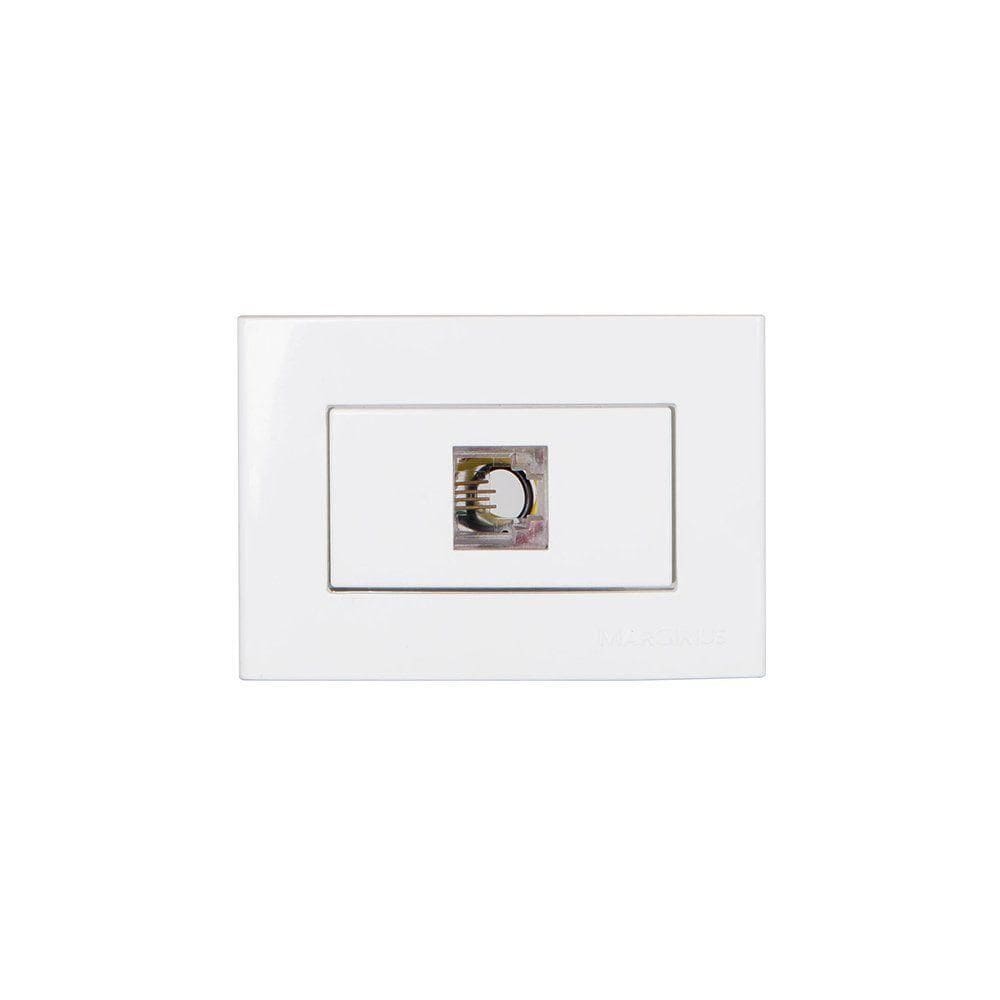 Placa Para Móveis 65x45 Com Tomada Para Telefone Margirius Sleek Rj11 4 Fios Branca