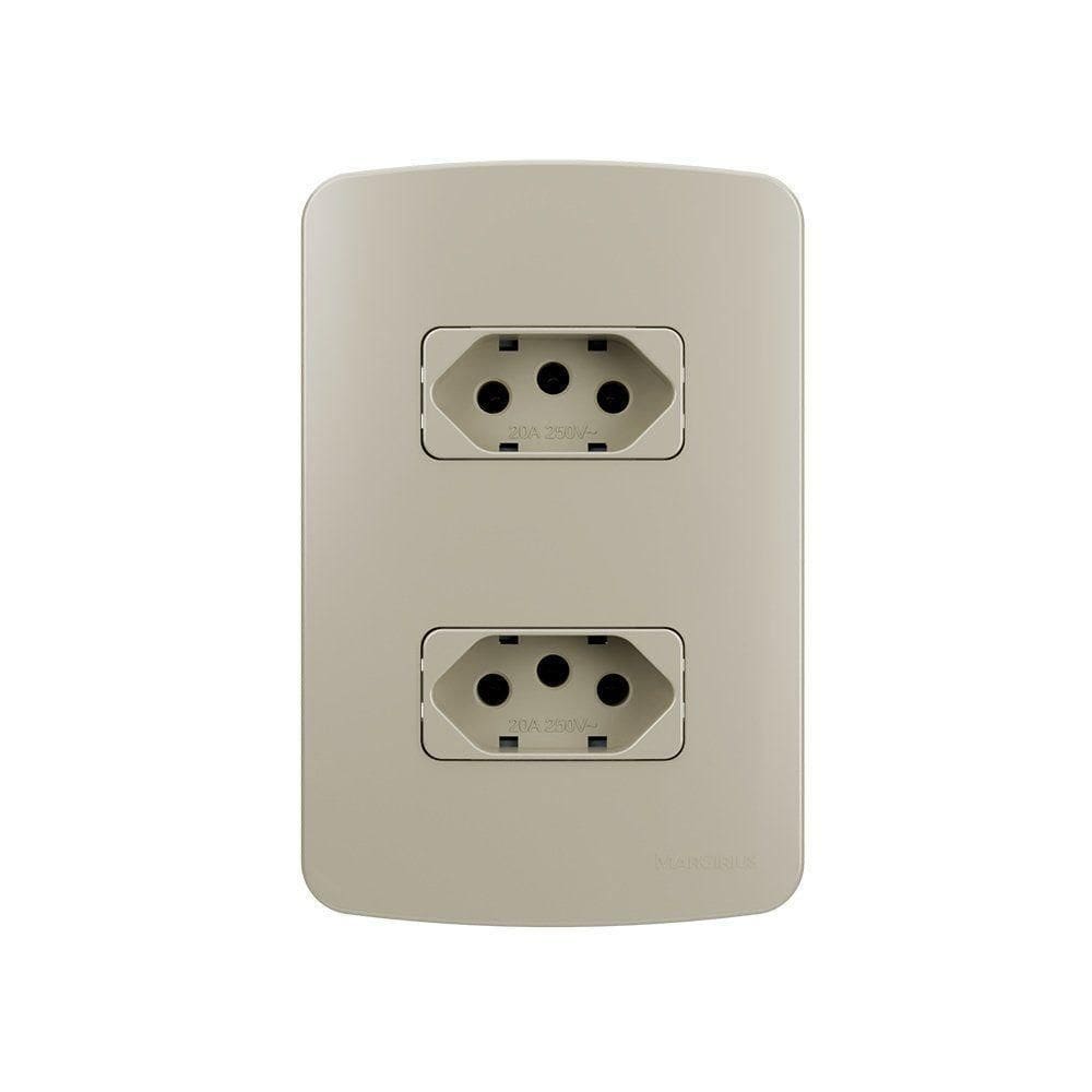 Tomada Dupla Margirius B3 Colors 2p+t 20a Com Placa 4x2 Pérola