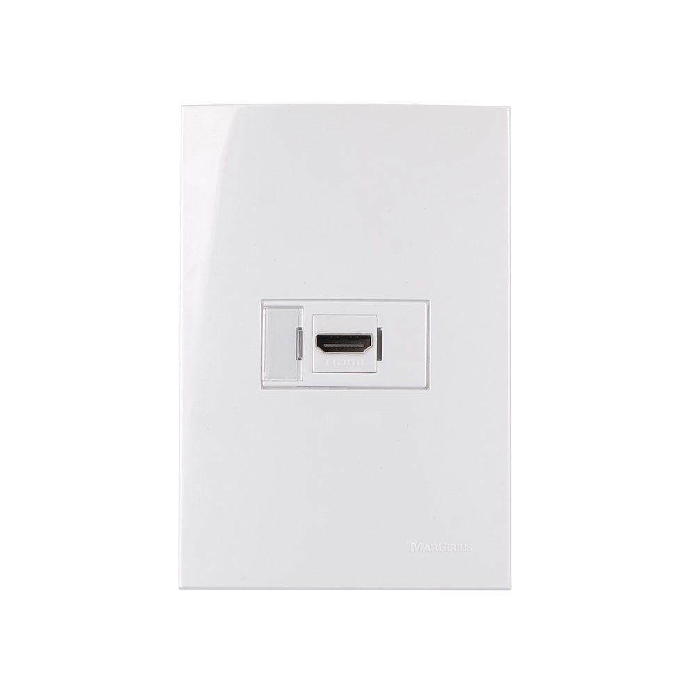 Tomada Hdmi Margirius Sleek Com Placa 4x2 Branca