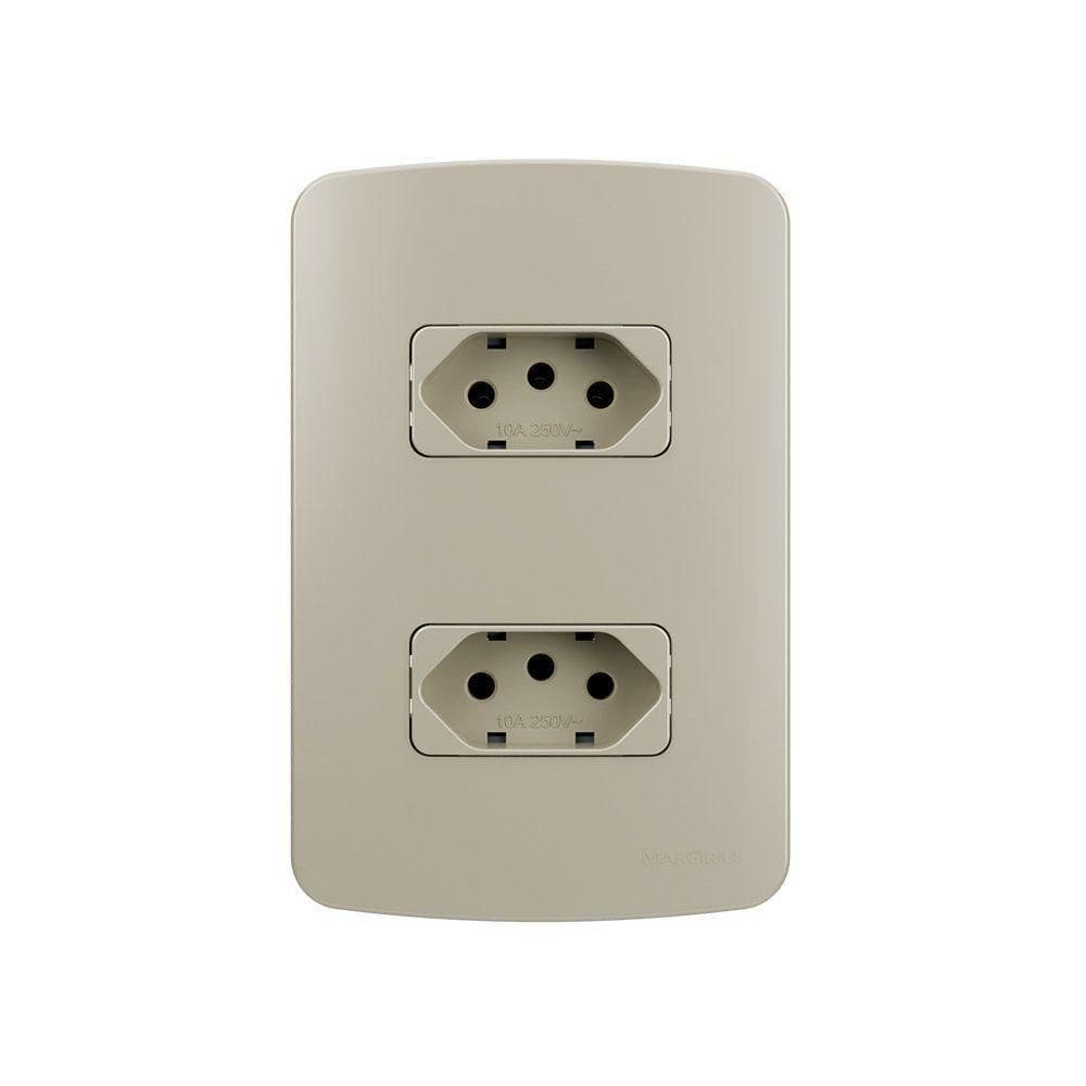 Tomada Dupla Margirius B3 Colors 2p+t 10a Com Placa 4x2 Pérola