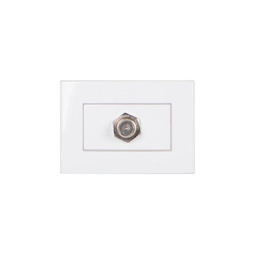 Placa Para Móveis 65x45 Com Tomada Antena De Tv Margirius Sleek Para Cabo Coaxial Branca