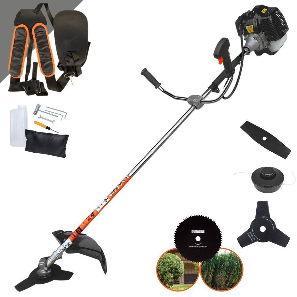 Roçadeira Multifunções Terra GRH-430 À Gasolina 2T 43cc 1,7HP 4 Opções de Corte Com Faca 2 Pontas, Faca 3 Pontas, Faca 80 Dentes e Carretel de Nylon