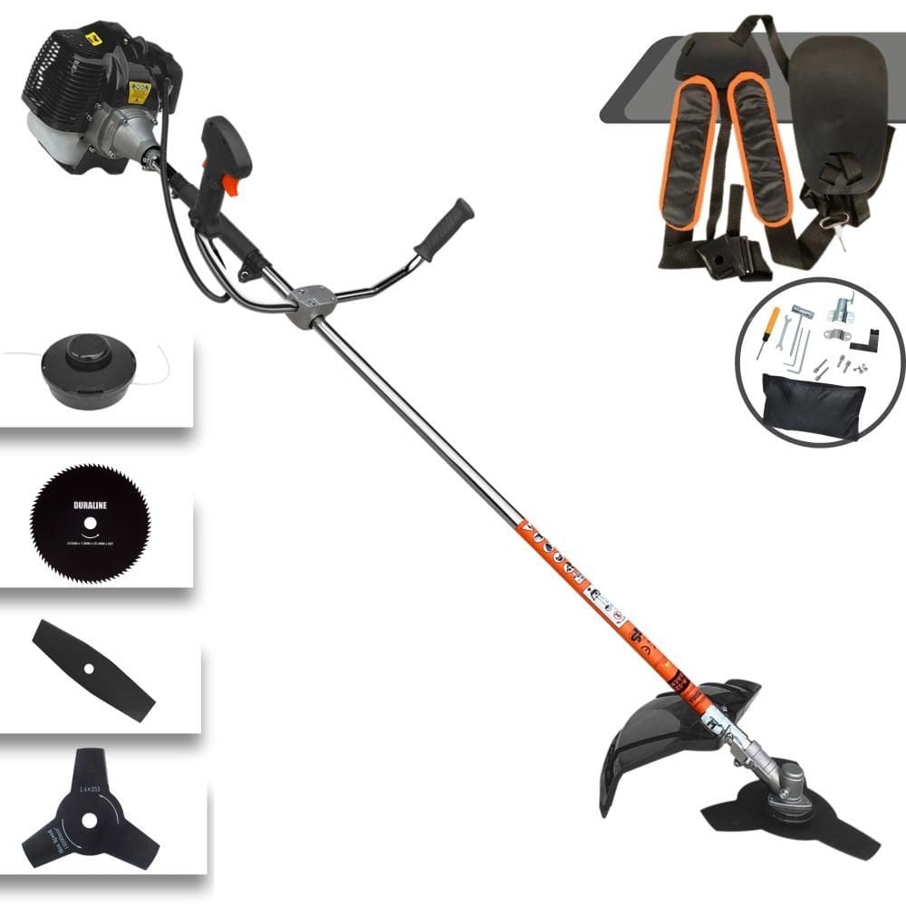 Roçadeira Robusta Terra GRH430 À Gasolina 2T 43cc 1,7HP de Alta Performance Com Carretel Nylon e Faca 3 Pontas + EXTRA Faca 2 Pontas e Faca 80 Dentes