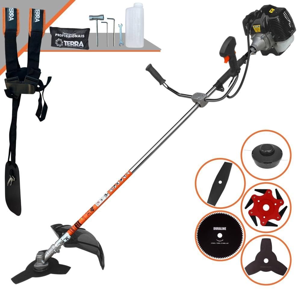 Roçadeira GRH430 À Gasolina 2T 43cc 1,7HP Completa Com Carretel de Nylon e Lâmina 3 Pontas + EXTRA Lâmina 2 Pontas, Lâmina 6 Pontas e Lâmina 80 Dentes