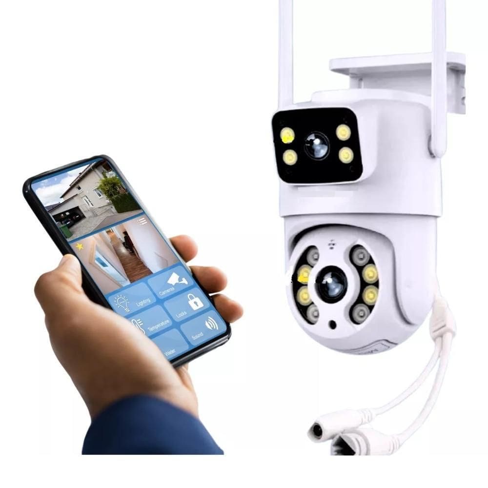 Câmera IP Wi-Fi Lentes DUPLA Externa Prova D`água Infravermelho HD 1080P