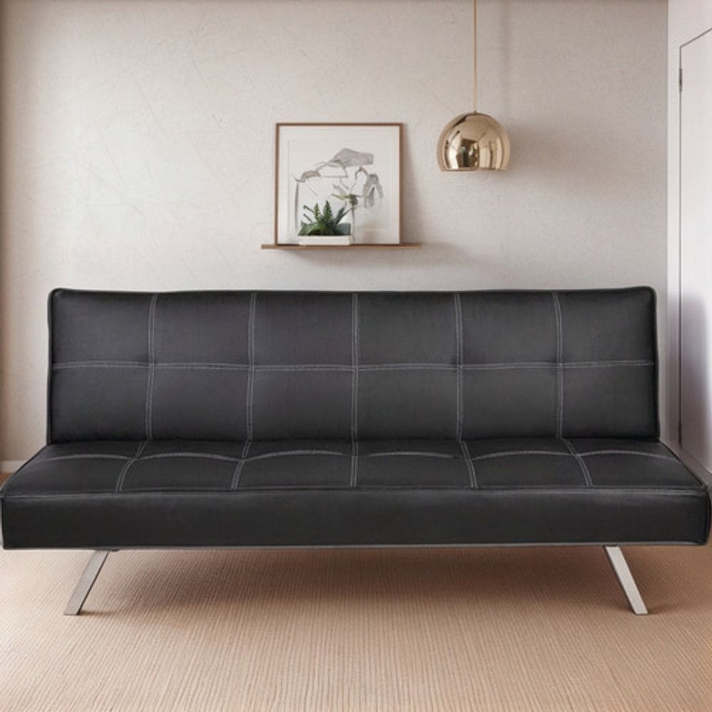 Sofa Reclinavel Vira Cama 3 Lugares Base Metal 181x91x76cm