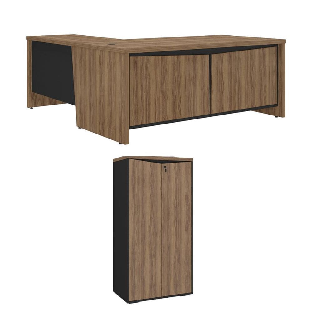 Conjunto Escritório: Mesa Chefia 6221 + Armário 6289