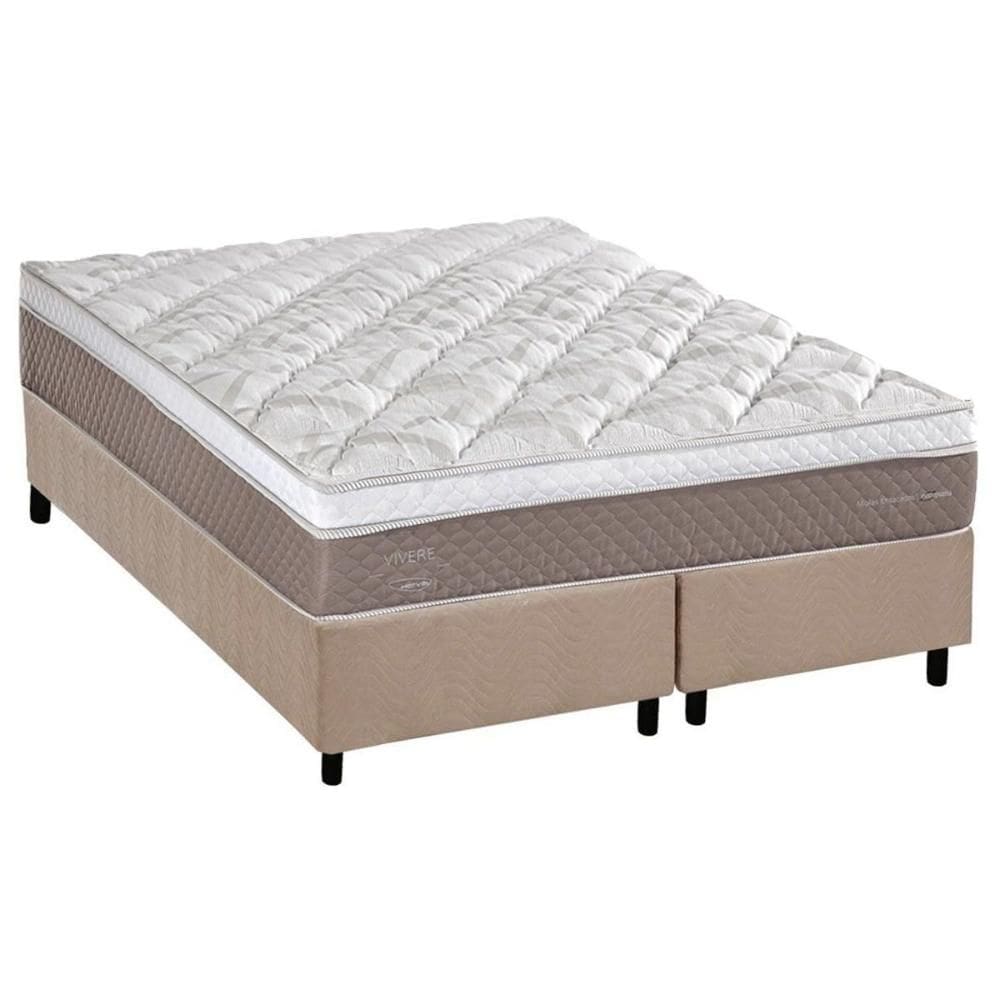 Cama Box King: Colchão Molas Ensacadas Herval C1624 + Base CRC Suede Clean (193x203)