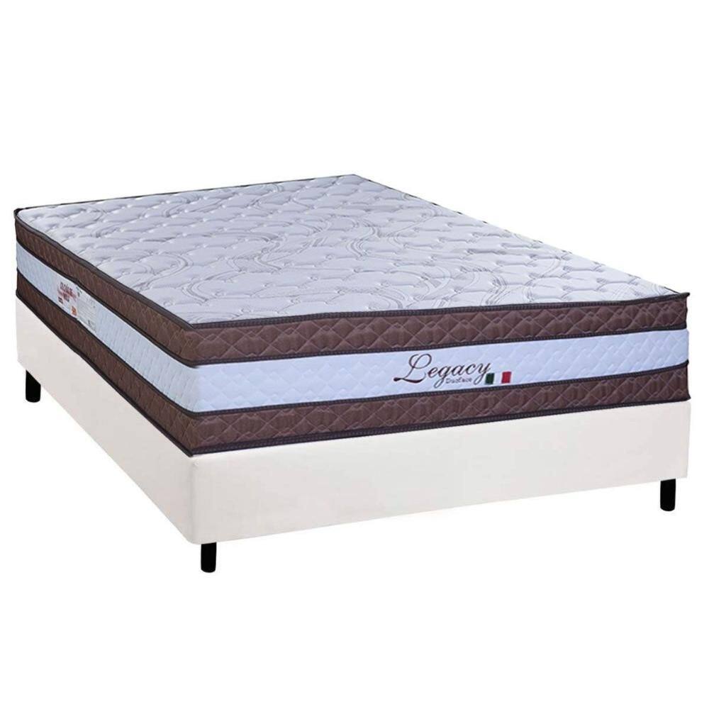 Cama Box Casal: Colchão Molas Molas Ensacadas Ensacadas Paropas Legacy White + Base CRC Corano White (138x188)