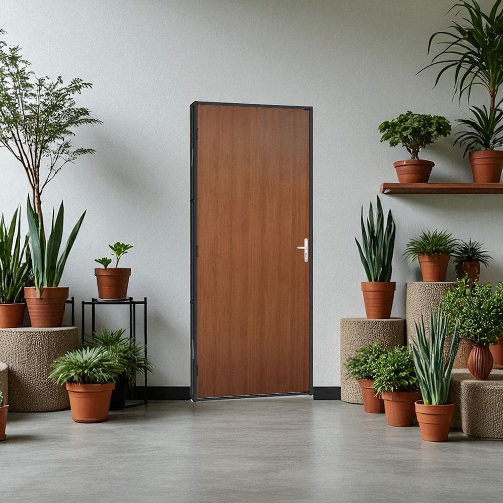 Porta Madeira Com Batente Aço Tradição -215 x 81 Cm R-120 - Mogno