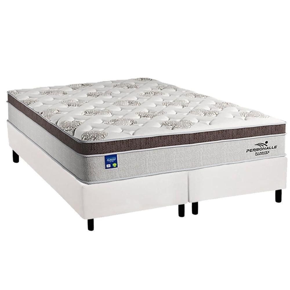 Conjunto Box King: Colchão Molas Plumatex Ensacadas Personalle + Base Crc Courano White (193x203)