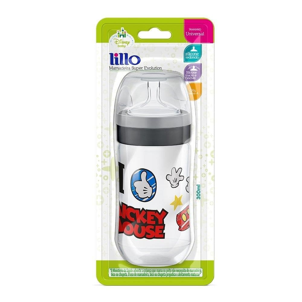 Mamadeira Lillo Super Evolution Disney Silicone Preto 300ml