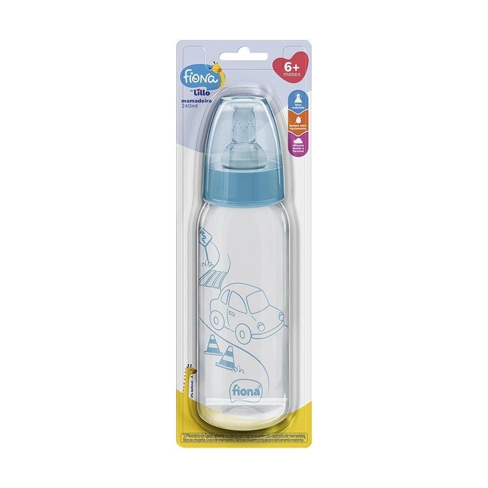 Mamadeira Fiona Classica com Bico de Silicone Azul 240ml