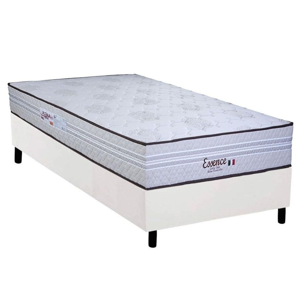 Cama Box Solteiro: Colchão Molas Molas Ensacadas Ensacadas Paropas Essence + Base CRC Corano White (88x188)